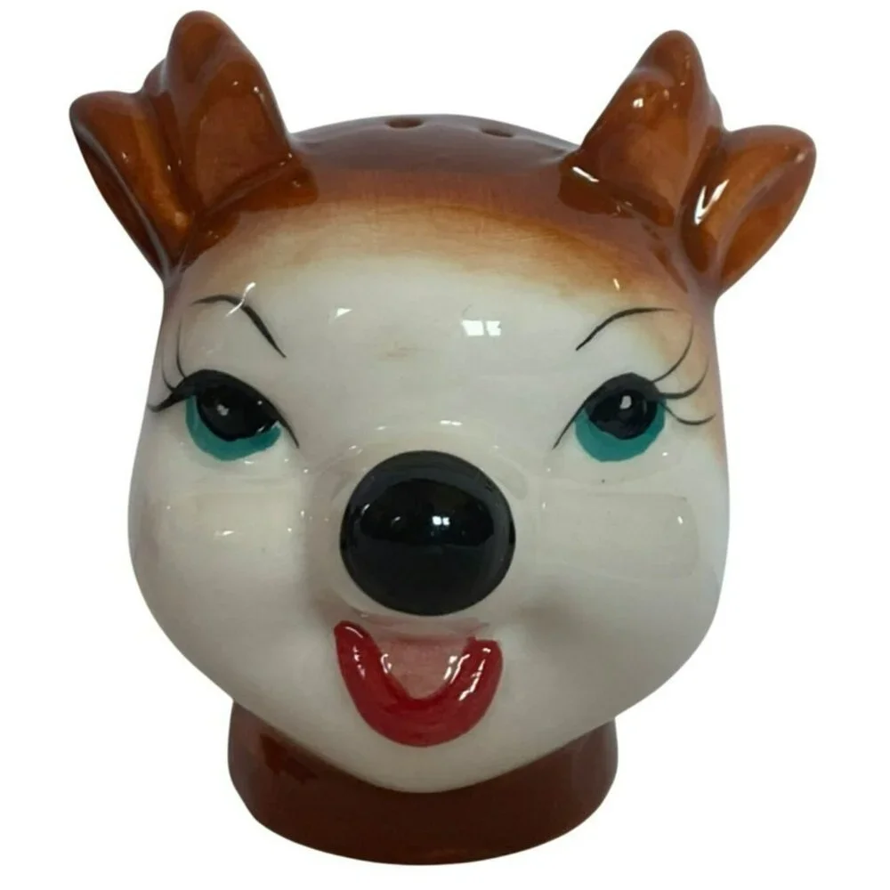 Anthropomorphic Christmas Salt & Pepper Shakers Winking Deer Vintage Style NEW! - Picture 3 of 7